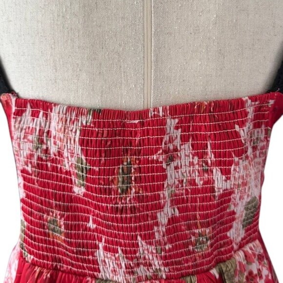 Free People Aurora Dress Red Floral A-line Mini Babydoll Puff Sleeves Large NWOT - Picture 13 of 16